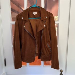 Brown Suede Moto Loft Jacket-size Large.